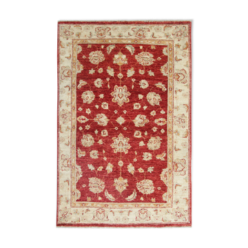 Oriental Wool Ziegler Carpet Handwoven Deep Red Area Rug- 100x152cm