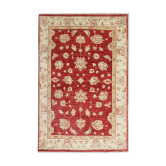 Oriental Wool Ziegler Carpet Handwoven Deep Red Area Rug- 100x152cm