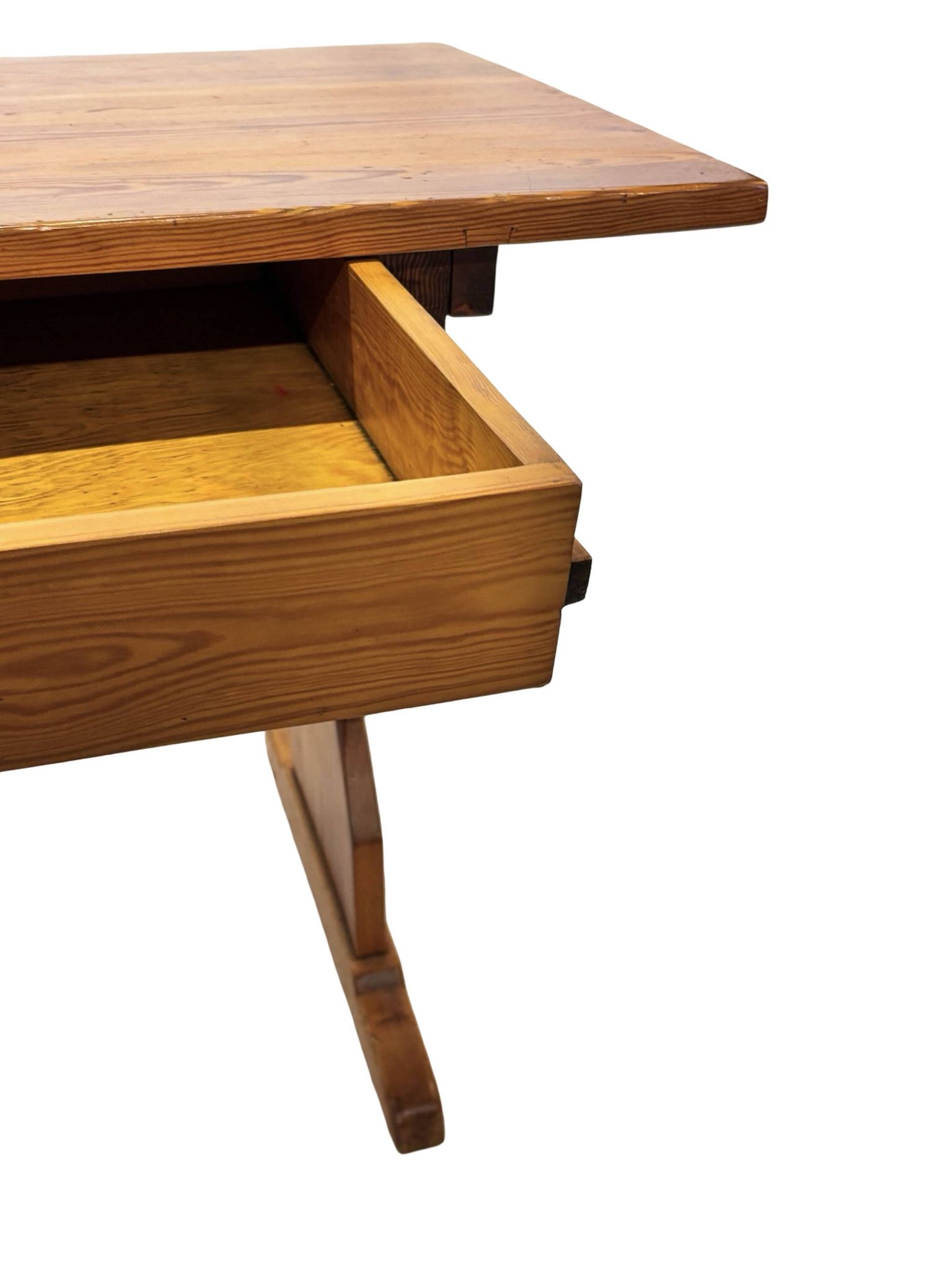 Vintage Pinewood Dining Table Desk with Drawer 60s Design