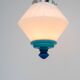 Scandinavian Art Deco milk glass pendant light with azure blue details, 1930s