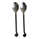 Two small hammered metal teaspoons with a snail pattern.