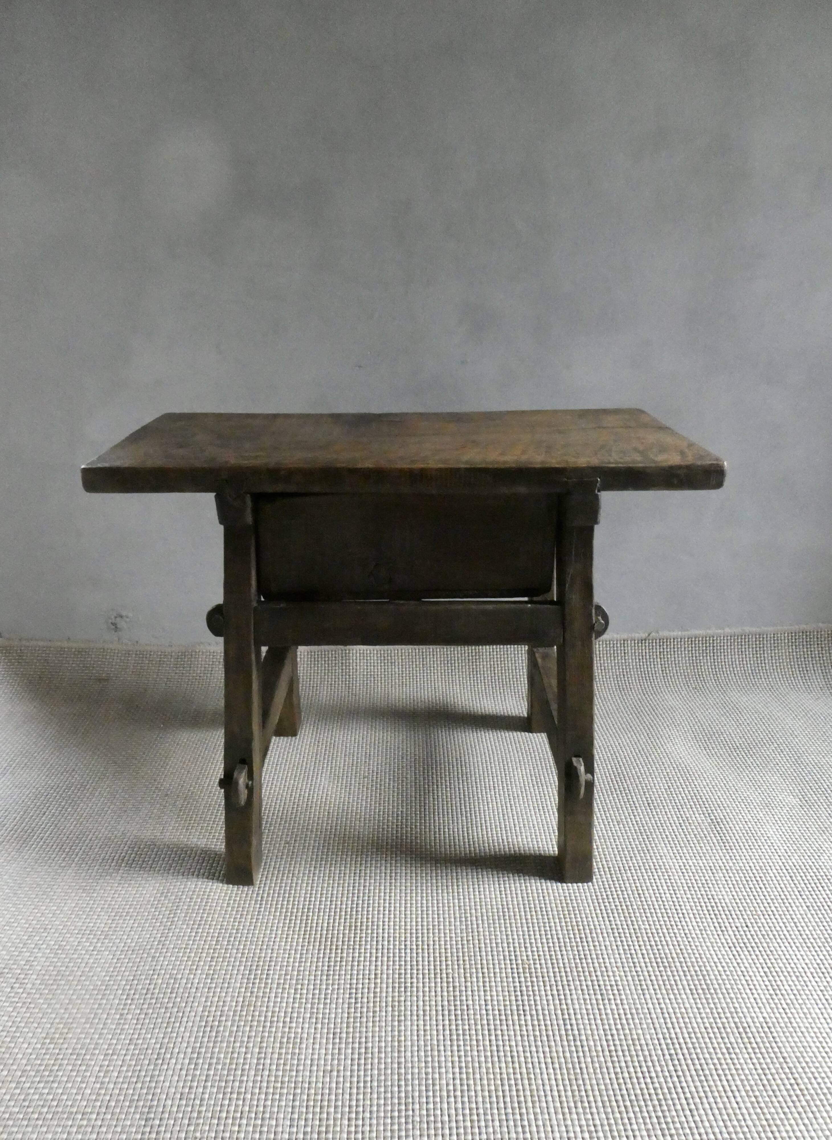 solid wood side table from the 18th century
