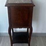 Nightstand / side table in wood and marble, late 19th century.