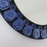 Blue ceramic round mirror 60 70s