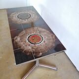 Vintage coffee table faience and chrome