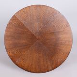 Petite table ronde en chêne Bauhaus restaurée, acier chromé, Tchéquie, années 1930