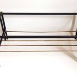 Magazine holder coffee table 1960s smoked glass, metal and brass Width 94.2 cm