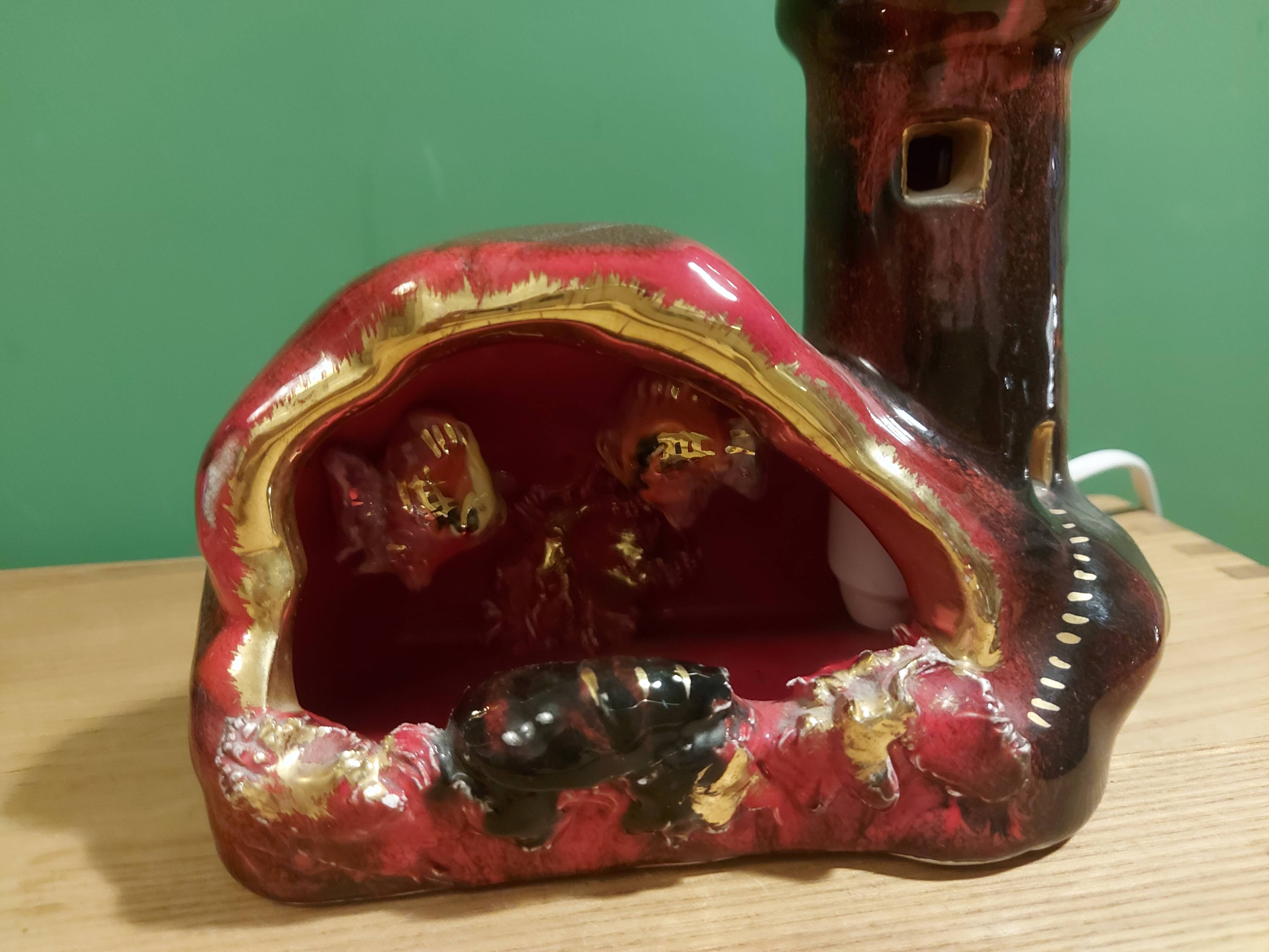 Vintage ceramic lamp in the shape of a lighthouse, Vallauris