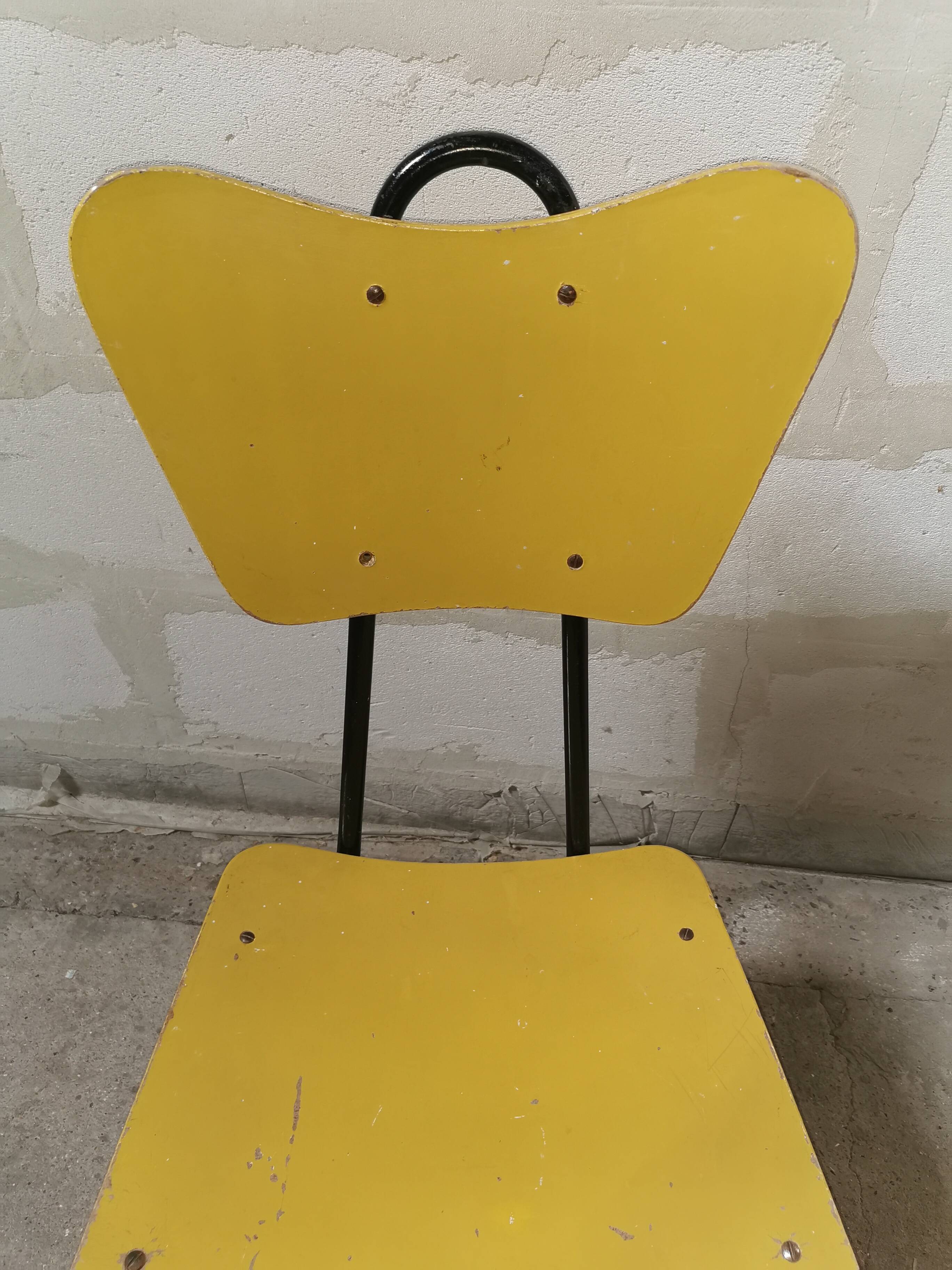 Yellow Jacques HITIER chair, vintage 50s
