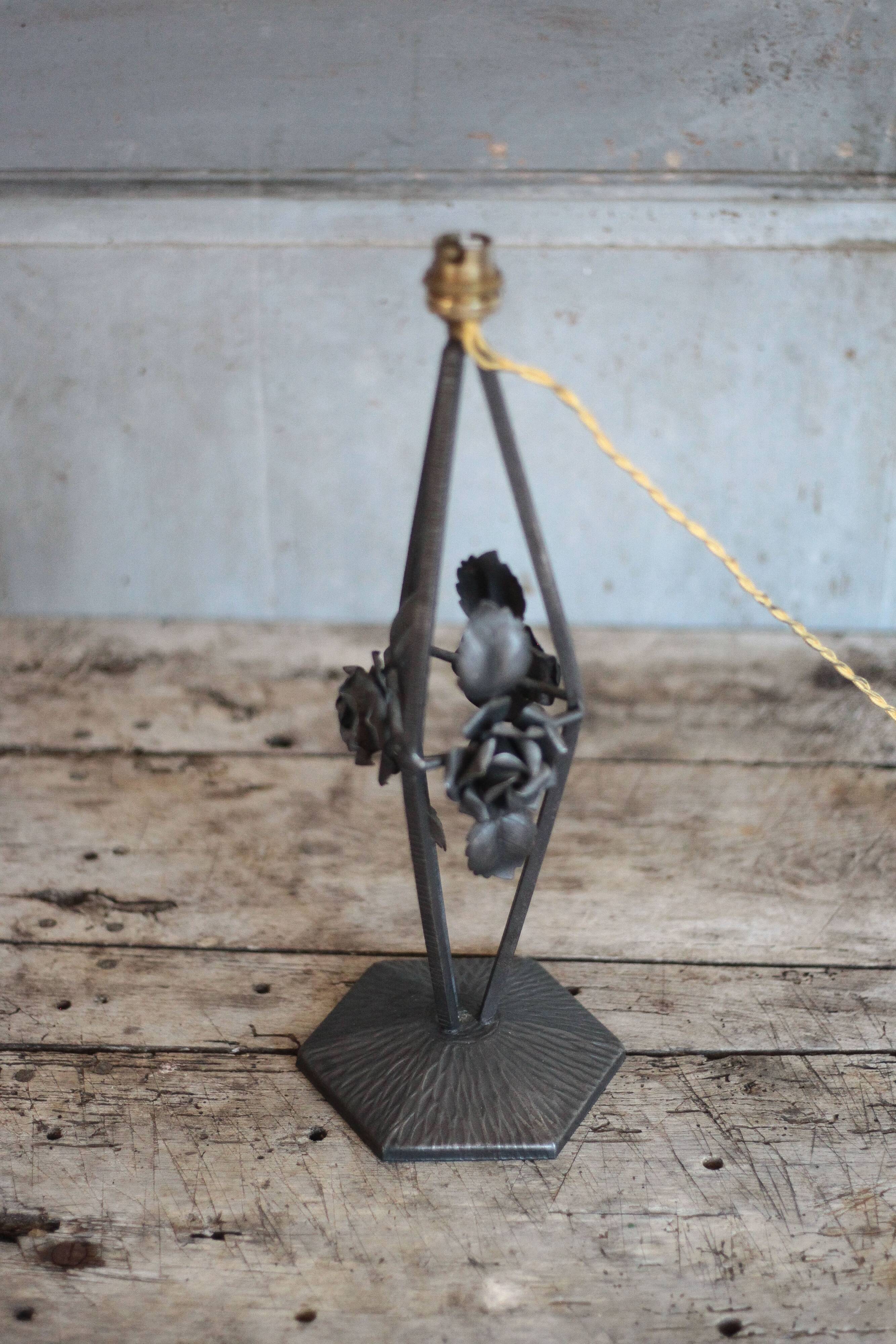 Vintage wrought iron lamp, table lamp, ironwork, lamp