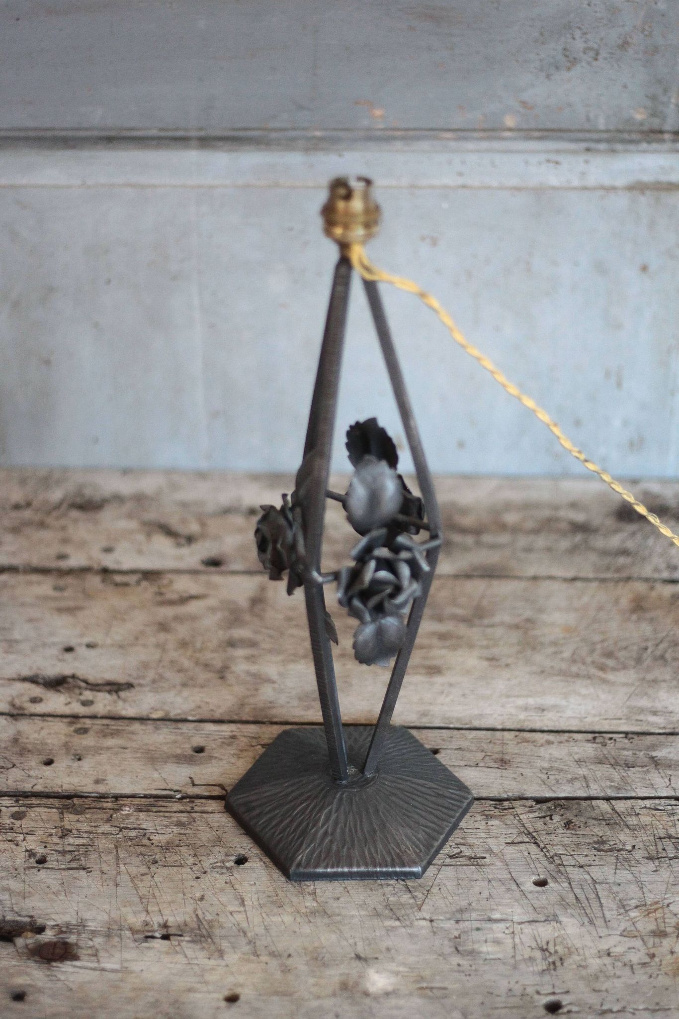 Vintage wrought iron lamp, table lamp, ironwork, lamp