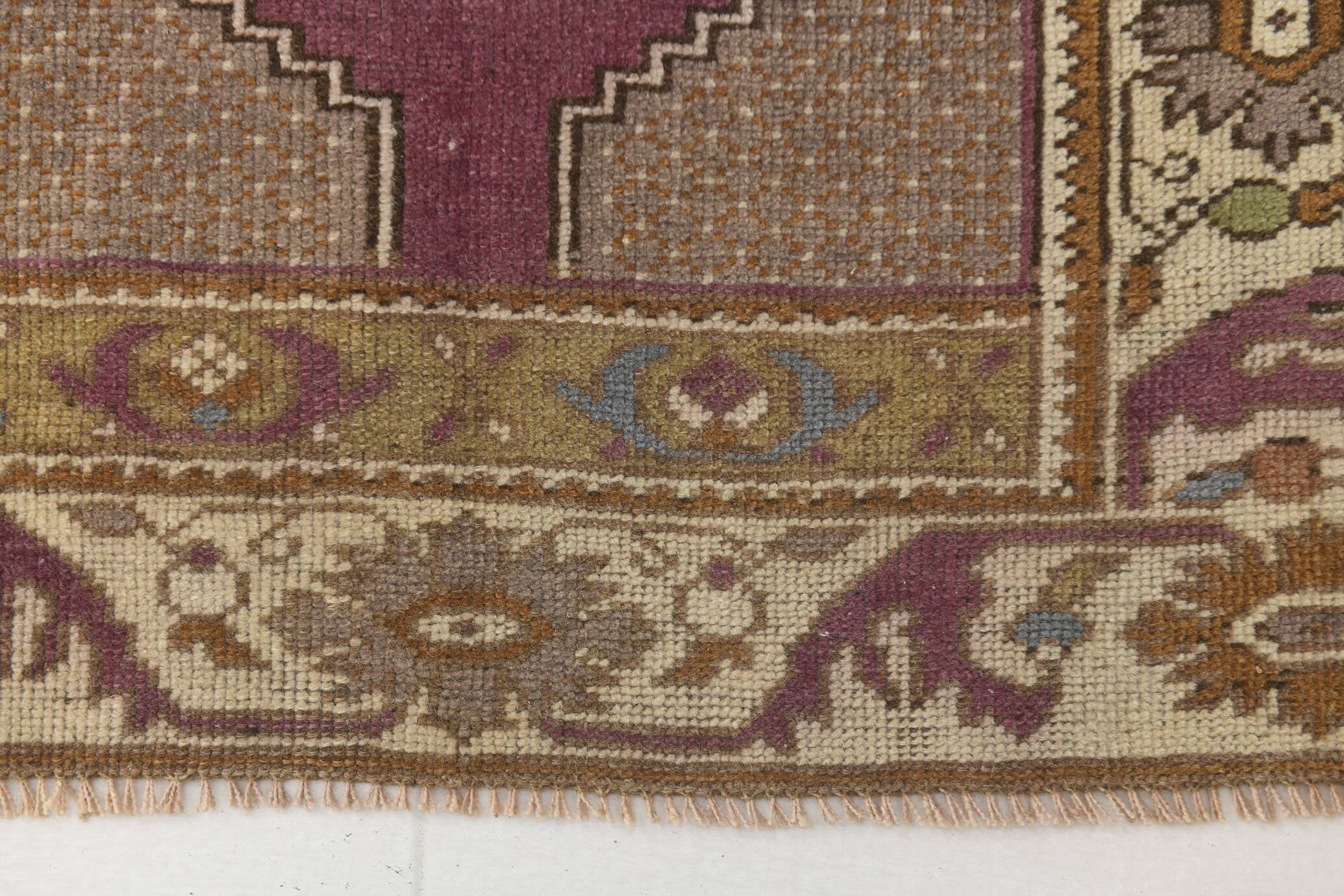 Vintage Burgundy Cream Runner Rug, 78x332Cm