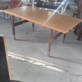 Dining table with extensions in walnut and mahogany and chrome around 1960