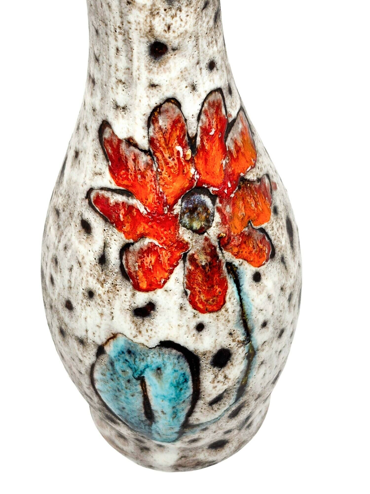 Vintage Vallauris vase attributed to the La Roue workshop – floral decoration A707