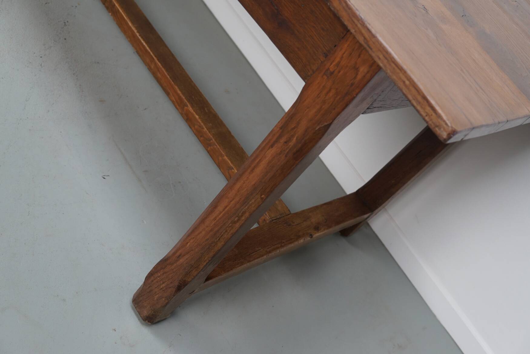 Rustic Dining Table in Oak and Elm from the Early 20th Century