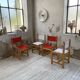 Set of 4 80s colored pine chairs