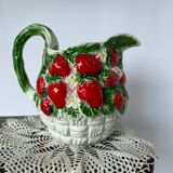 Pitcher carafe vintage slip pattern strawberries