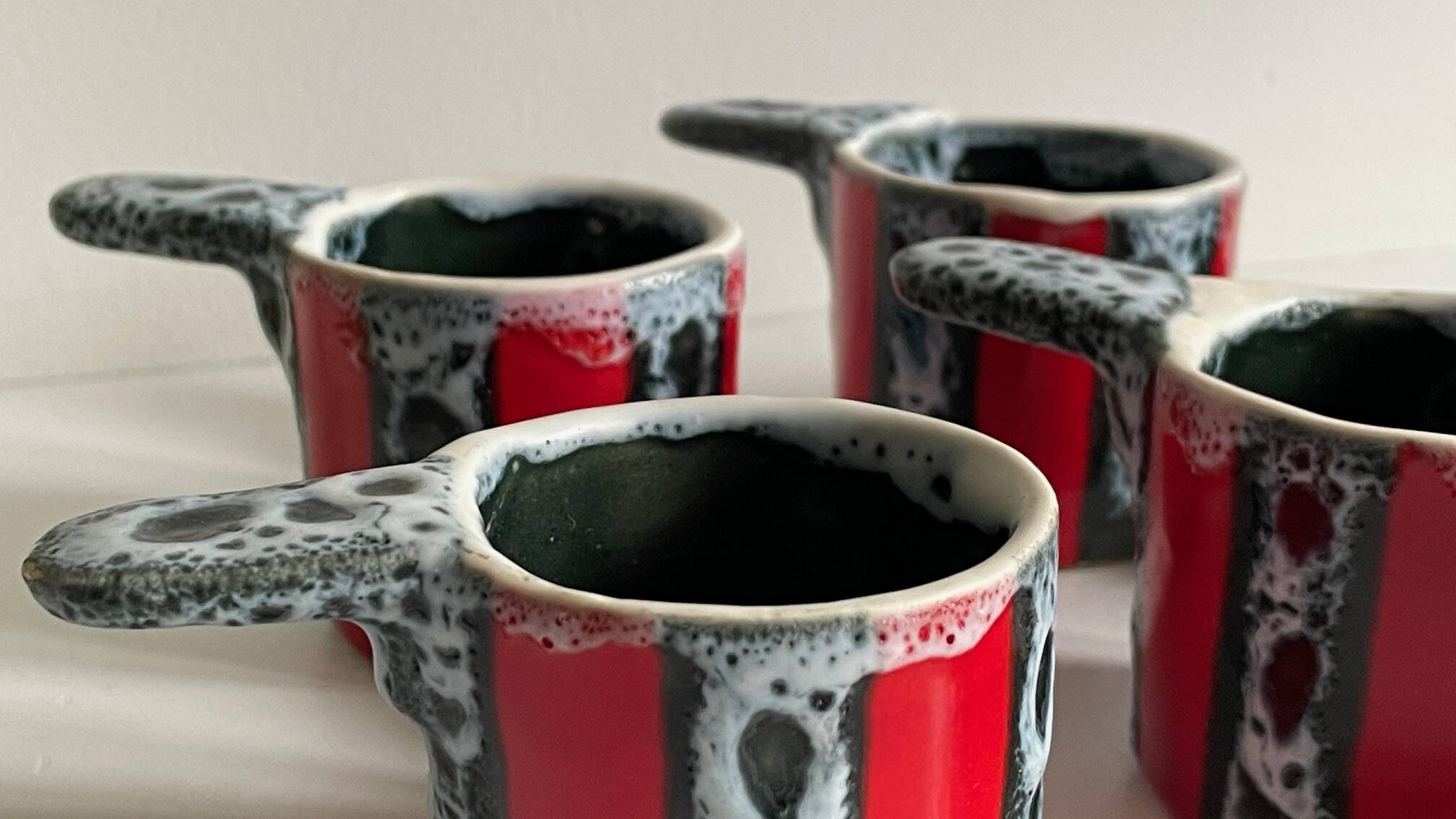 6 vintage luc vallauris art ceramic cups and saucers