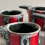 6 vintage luc vallauris art ceramic cups and saucers