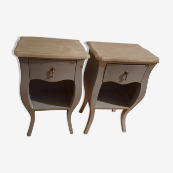 Duo de chevets en bois peint