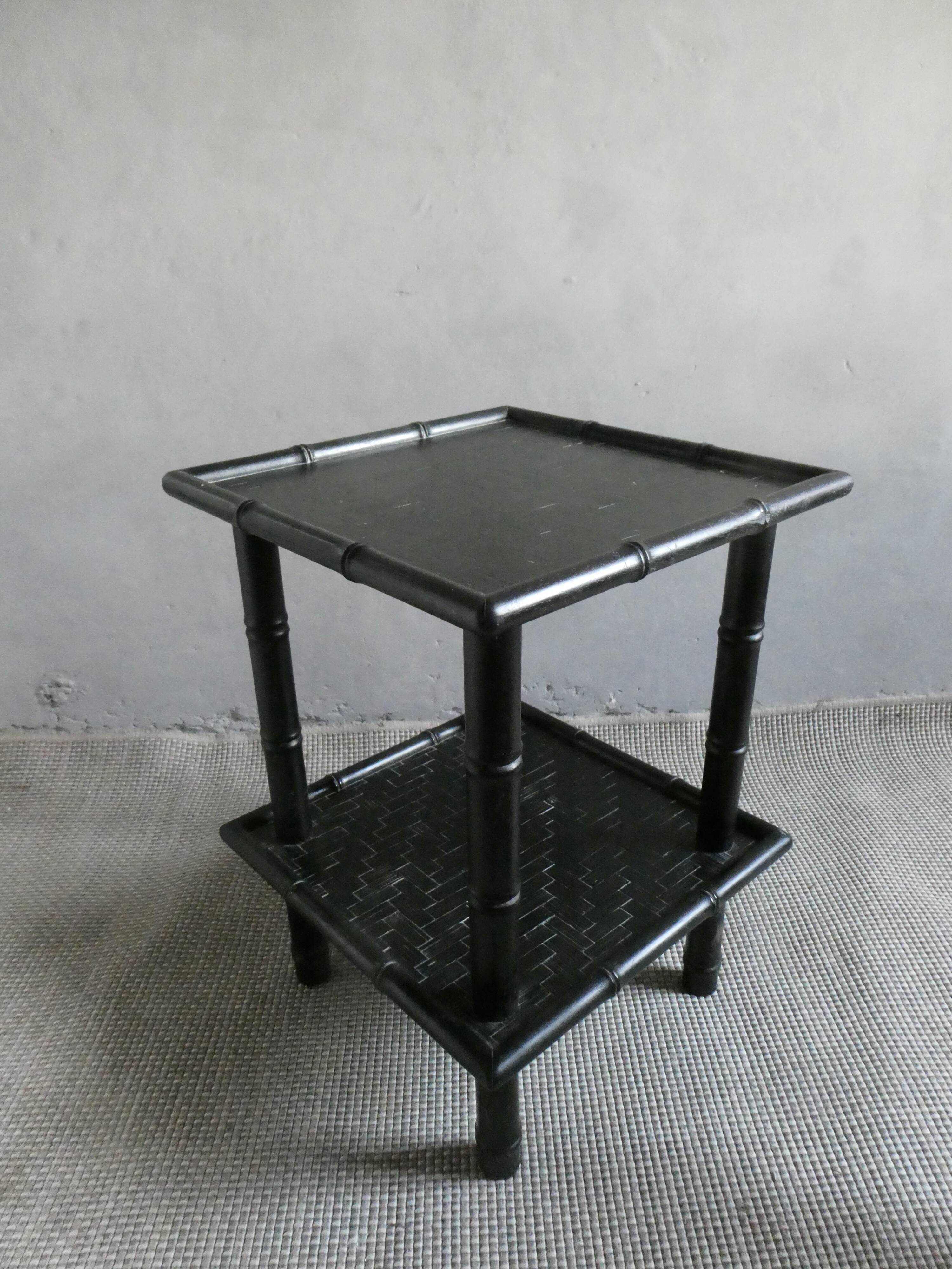 Bamboo bedside or end table, 70s-80s