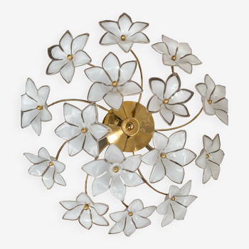 White Murano glass flower chandelier