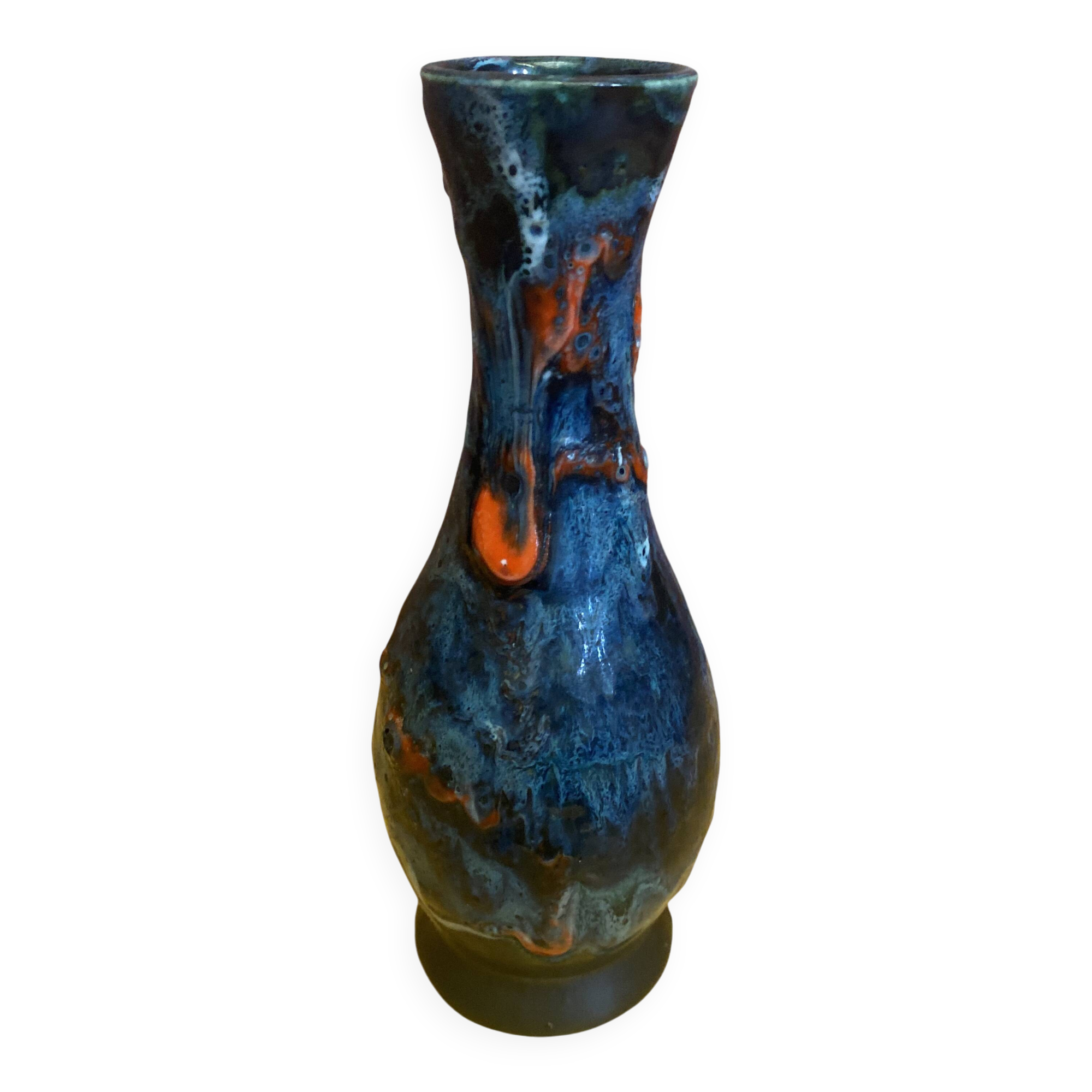 Vintage polychrome ceramic soliflore vase in the old style vallauris