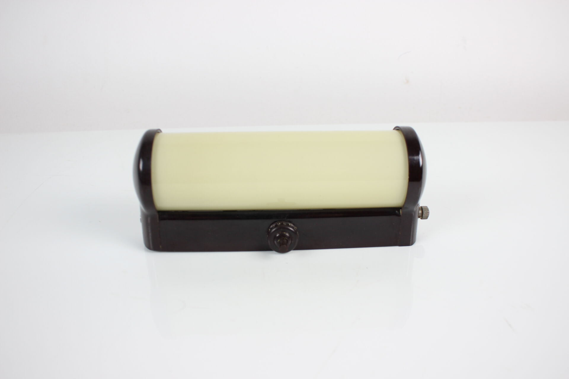 Art Deco Bakelite and Glass Wall Lamp, Czechoslovakia, 1930s