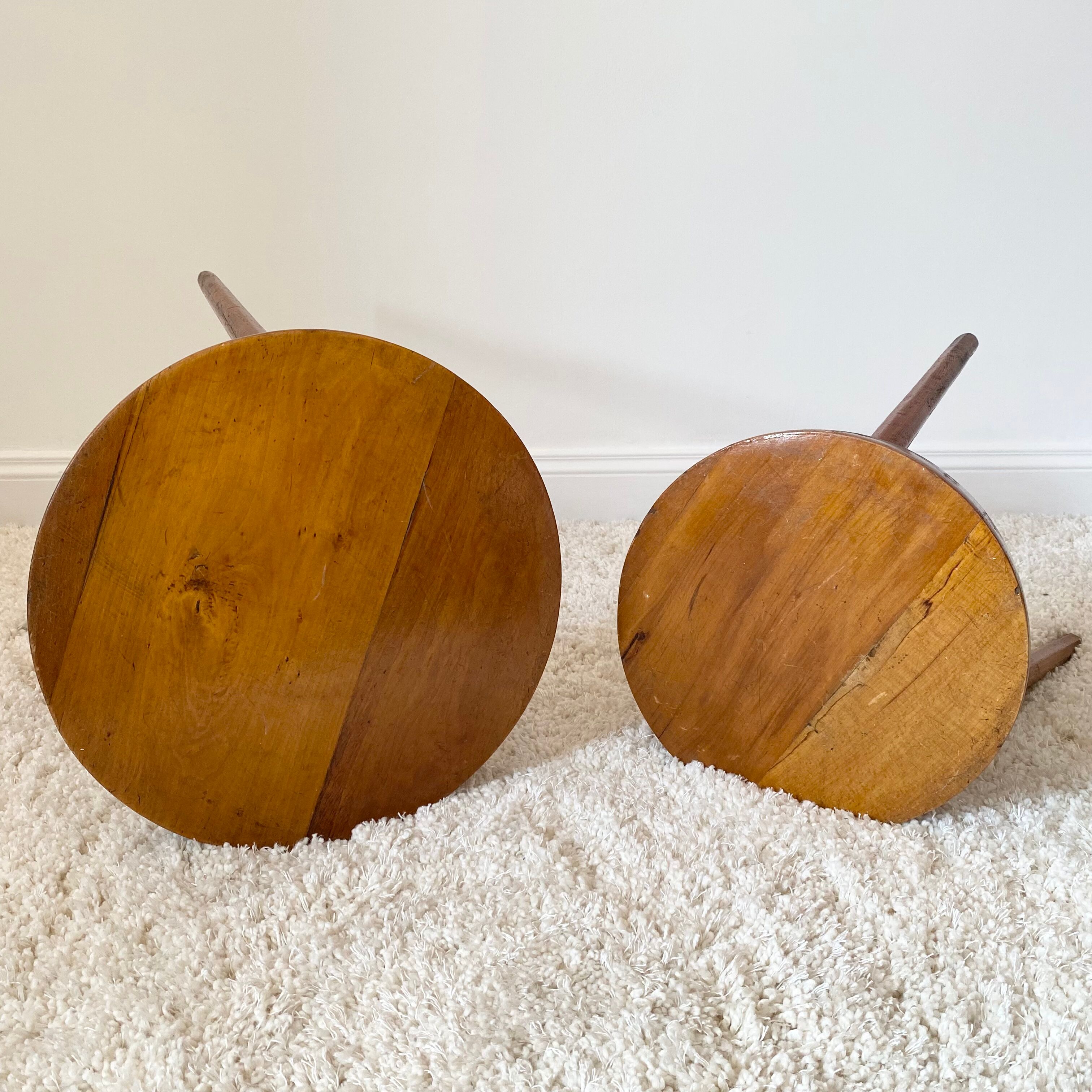 Duo of brutalist stools