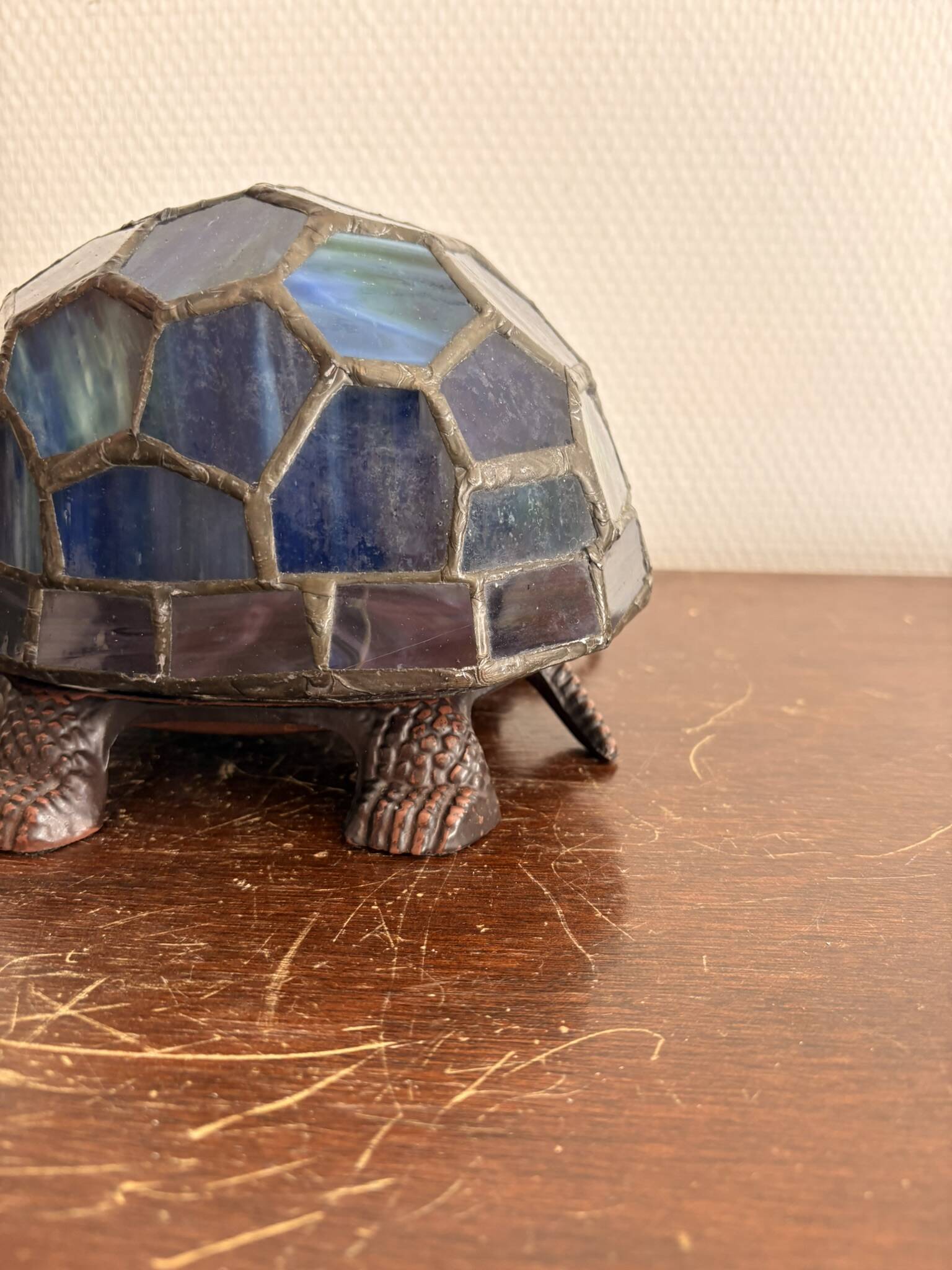 Turtle Glass Table Lamp with Enamel Stained Glass Tiffany Art Nouveau Style