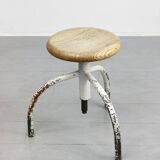 Vintage Industrial White Swivel Chair