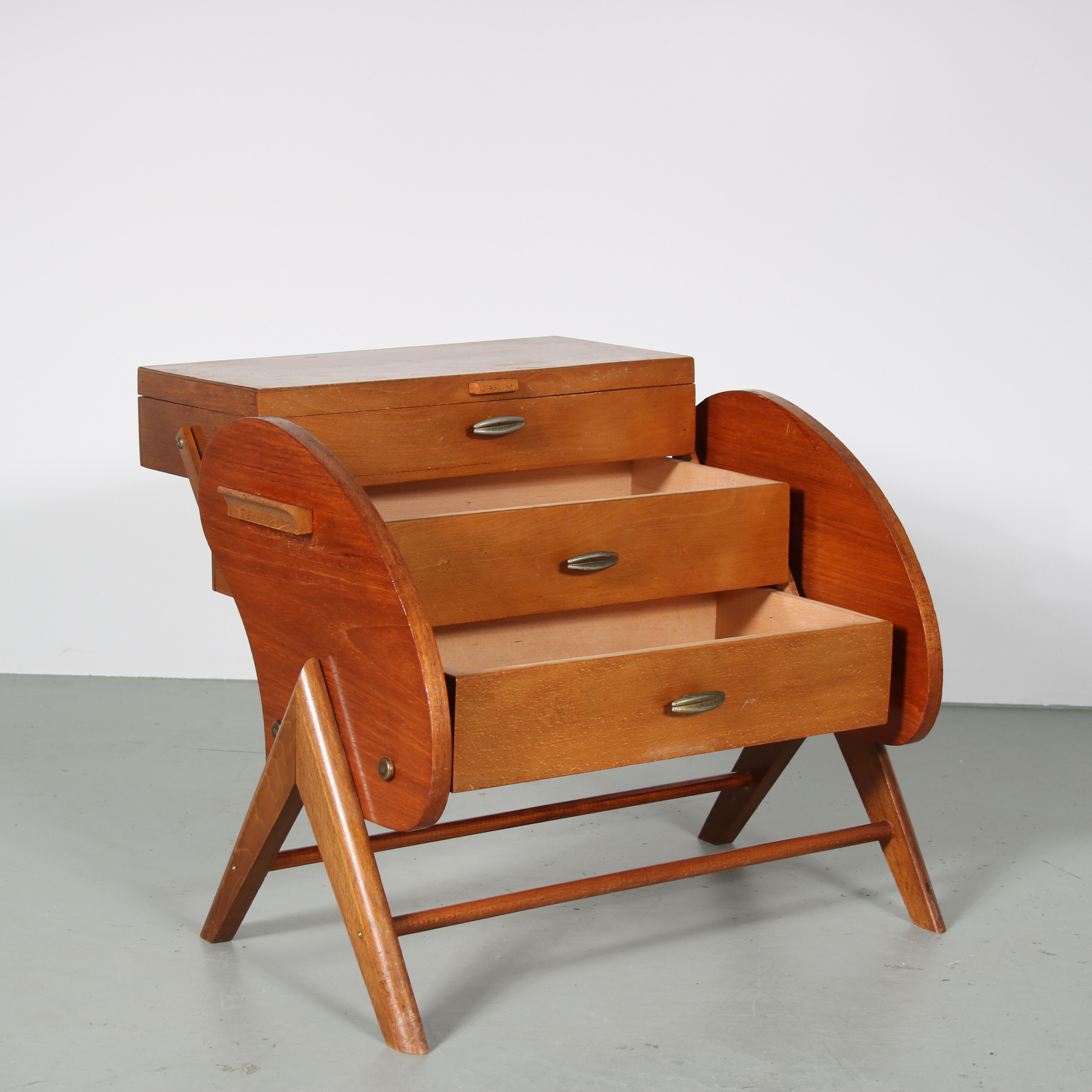 1950s V-Shaped sewing box from The Netherlands