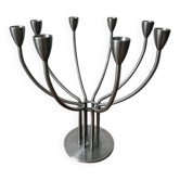 Large brushed metal chandelier, Swedish design by Hagberg