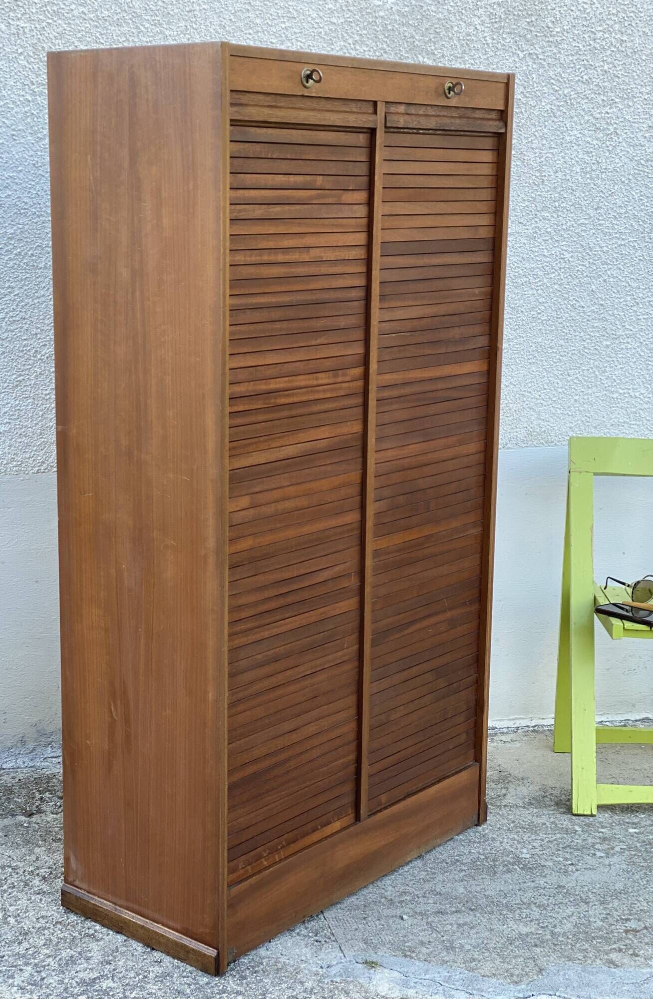 Meuble classeur à rideaux 2 portes vintage 1980