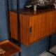 Vintage 20thc italian modular teak wall cabinet c.1960