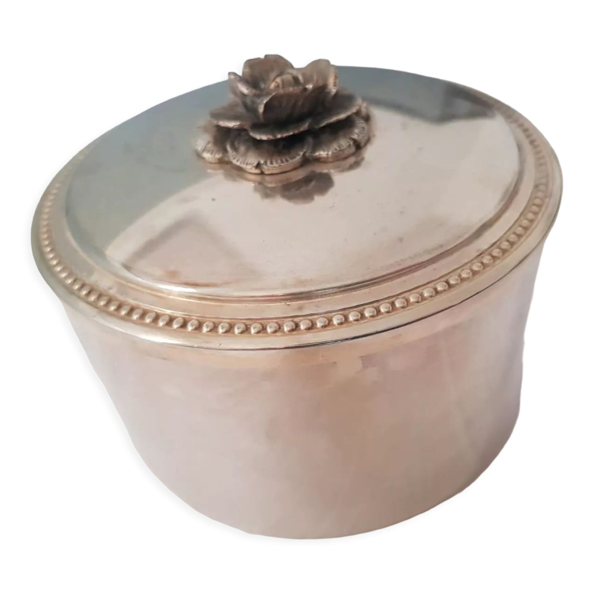 Boîte à bijoux en métal argenté