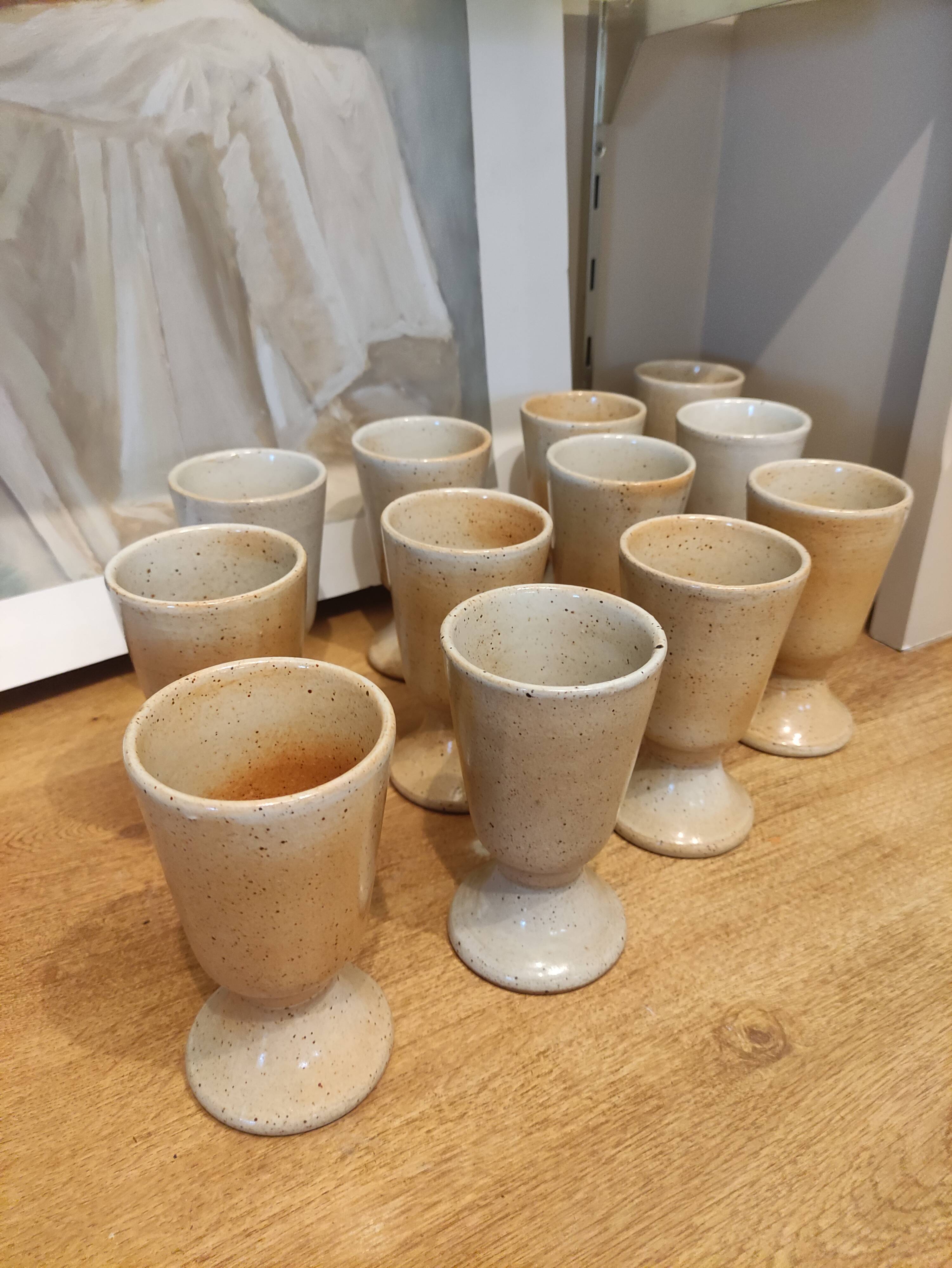 Set of 12 vintage stoneware mazagrans