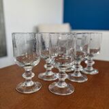 Set of 6 vintage wine glasses in bubble glass, retro chic style