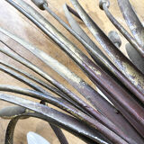 Gold metal reeds flowering wall light