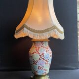 Old Asian vase mounted as a lamp with pagoda lampshade