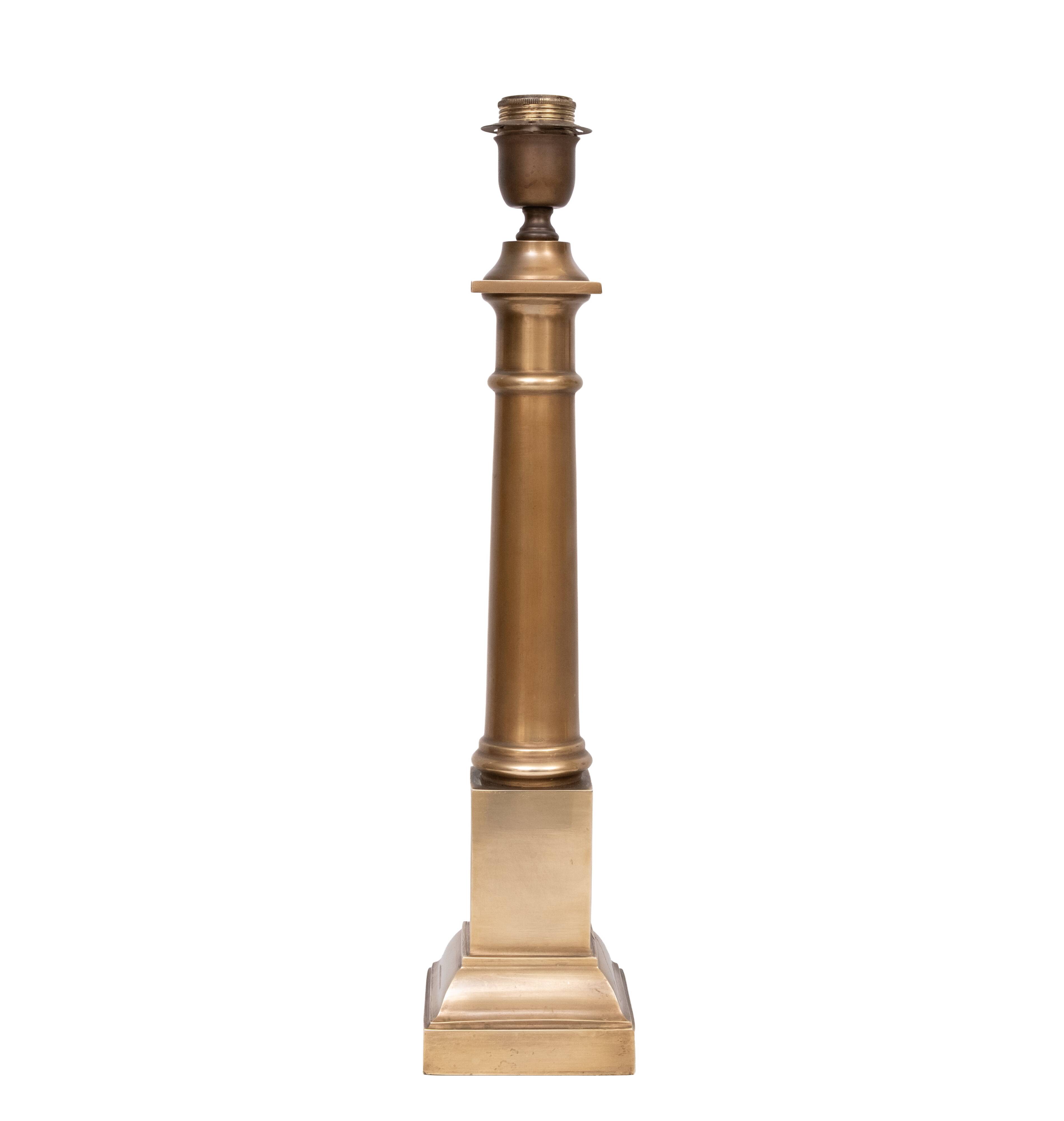 A set of Two Bronze Doric column table lamps 1960s France