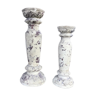 Lot of two signed candlesticks
