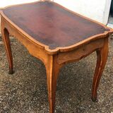 Desk, writing table with old glazed leather top