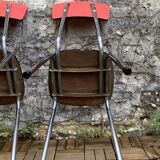 Pair of red Formica chairs Roc 1960