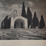 Silver photo mediterranean romanesque church circa 1970