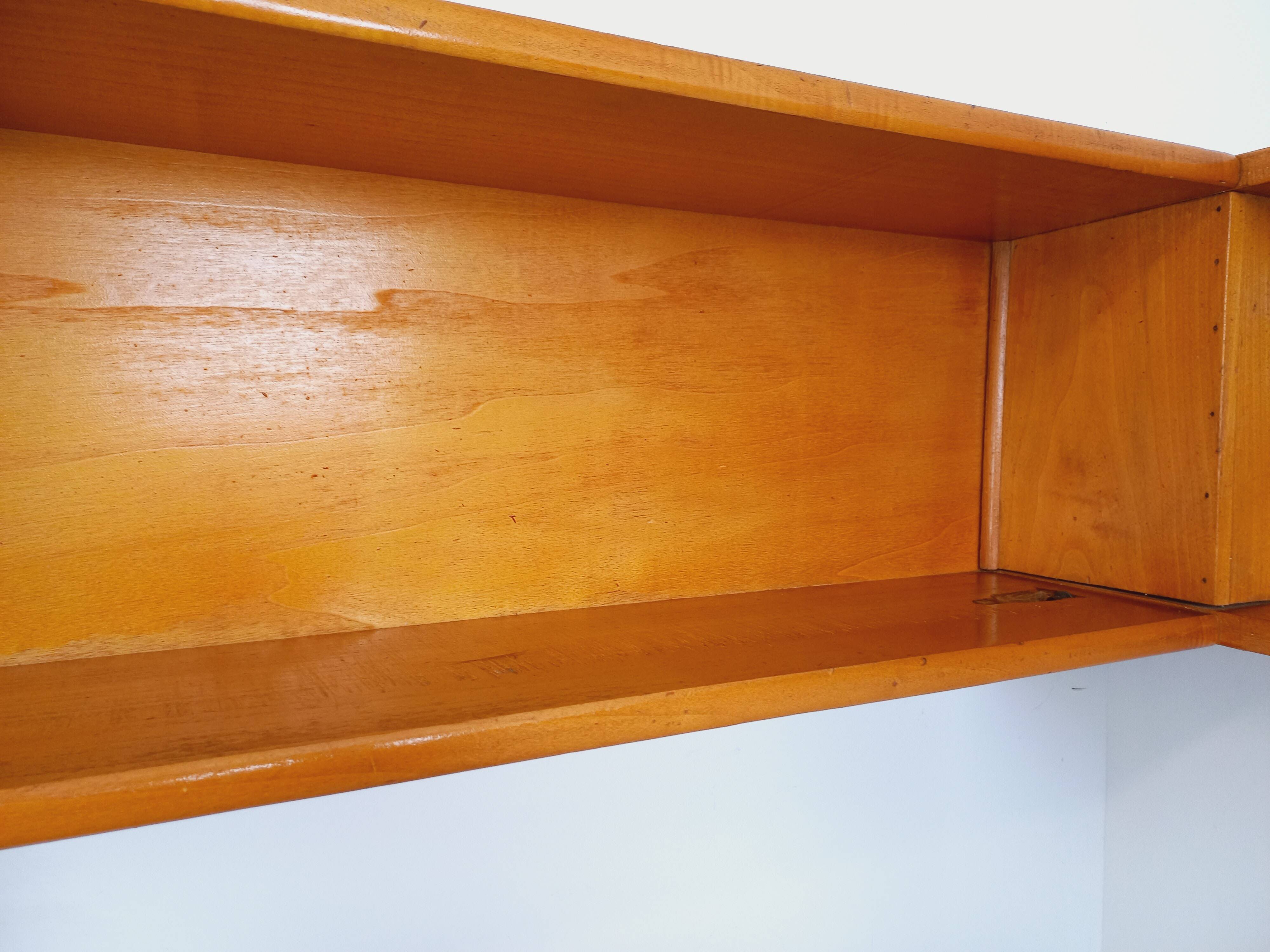 Vintage wooden corner wall shelf from the 60s 70s.