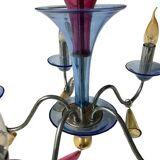 Chandelier in metal and colored glass