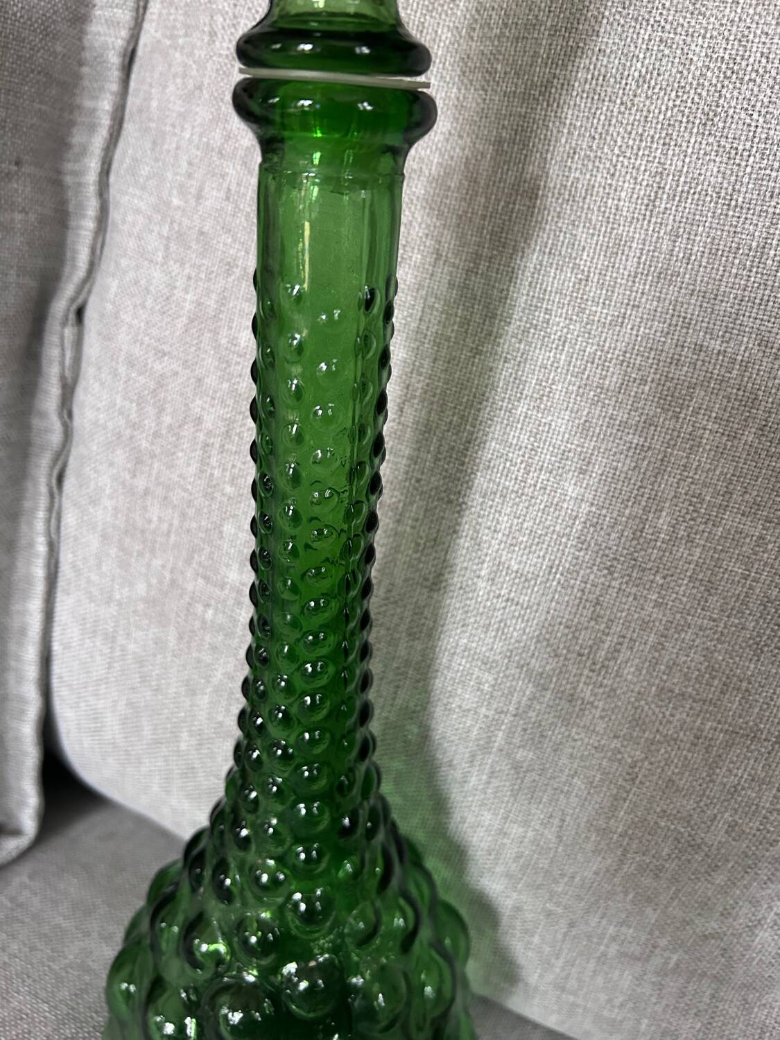 Vintage green glass Italian carafe