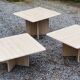 Set of 3 travertine trundle coffee tables from the 70s