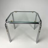 Small side table chrome metal and glass 70s